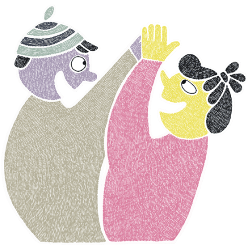 Peter And Lotta High Fiving Sticker - Cosy Love High F Ive Happy Stickers