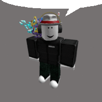 a roblox character with a speech bubble above his head