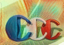 a blue white and red champion logo on a multicolored background