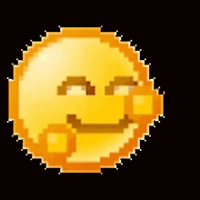 a pixelated smiley face with a slight smile on its face