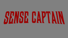 a logo for sense captain in red on a grey background