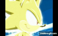 a close up of a sonic the hedgehog 's face with a blue background