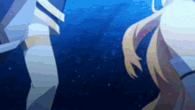 a couple of anime characters are standing next to each other in the water