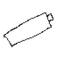 a pixel art drawing of a green ribbon with the number 100 on it