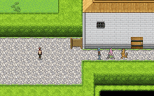 a video game shows a man standing next to a cat and a spongebob character