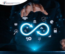 a person is holding a glowing infinity symbol in their hand
