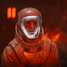 a man in a space suit says i 'm sorry in white letters