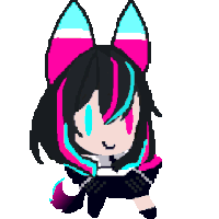 a pixel art of a girl with cat ears