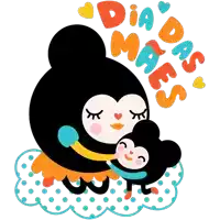 a cartoon drawing of a woman hugging a child with the words dia das mães written above them