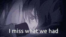 a person is laying in bed looking at a cell phone and says `` i miss what we had '' .