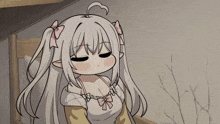 a drawing of a girl with pigtails and a bow in her hair