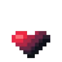 a pixel art of a red and black heart on a white background