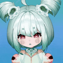 a cartoon character with white hair and red eyes