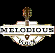 a sign that says ' melodious voice ' with a guitar on it