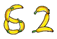 the number 62 is made out of bananas with green stems