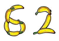 the number 62 is made out of bananas with green stems