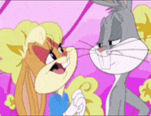 bugs bunny and lola bunny are fighting in a cartoon