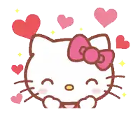 a hello kitty surrounded by hearts and stars