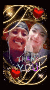 a picture of a man and a woman with the words thank you at the bottom