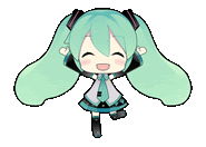 a cartoon of hatsune miku with green hair and headphones