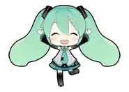 a cartoon of hatsune miku with green hair and headphones