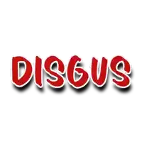 a white background with red letters that say disgus