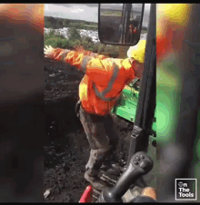 Construction Worker Back Flip GIF - Construction Worker Back Flip Giving Up On Life GIFs
