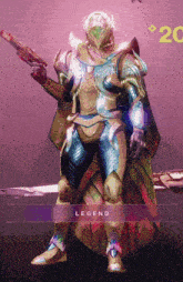 a video game character has the word legend on the bottom right