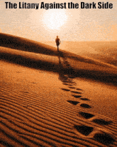 a poster for the litany against the dark side shows a man walking through the desert