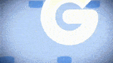 a blue background with a white letter g in the center