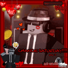 a picture of a man with the words chance saturday on the bottom