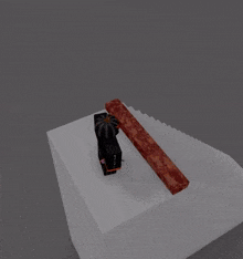 a computer generated image of a staircase with a cannon on fire