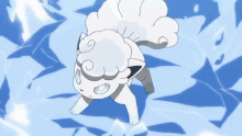 a white cartoon character with a large mouth open