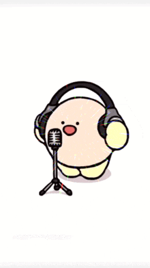 a cartoon of a person wearing headphones and a microphone with the words khoob bhalo written above it