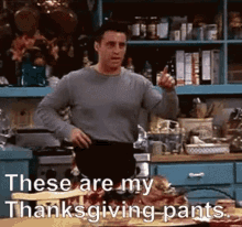 Happy Thanksgiving Friends GIF - Happy Thanksgiving Friends These Are My Thanksgiving Pants GIFs