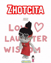 a cartoon girl with a headband that says zhotcita