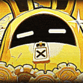 a cartoon drawing of a robot with an x on it