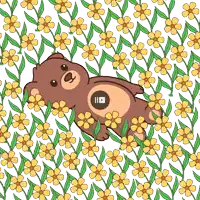 a teddy bear is laying in a field of flowers