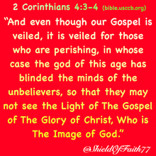 a red background with bible verse 2 corinthians 4 : 3-4