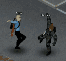 two people are dancing in a video game and one of them has the name rayuela on it