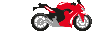 a red and black motorcycle on a white background with a red heart in the corner