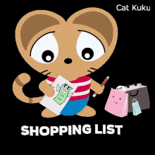 shopping shopping list cat kuku cats cat meme