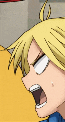 a close up of a person with their mouth open