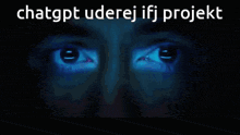 a computer generated image of a person 's face with the words chatgpt underej ifj projekt above it