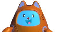 a cartoon character with a blue face and a red nose