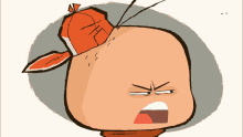 a cartoon drawing of a man with a red hat on his head