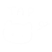 a white drawing of a cat 's face with the words tap on it .
