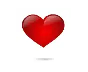 a large red heart with a shadow on a white background