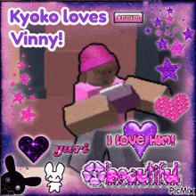 a picture of a girl that says kyoko loves vinny on it