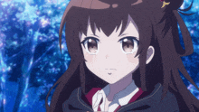 a close up of a girl 's face with a star in her hair